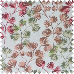 Maroon green cream color beautiful flower tree with flower buds texture finished background polyester main curtain fabric