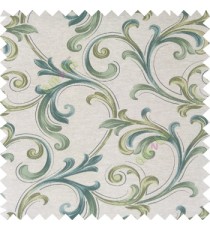 Green blue cream color traditional swirls texture pattern texture background finished polyester main curtain fabric