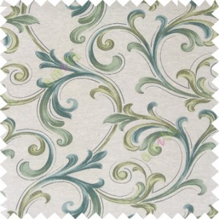 Green blue cream color traditional swirls texture pattern texture background finished polyester main curtain fabric