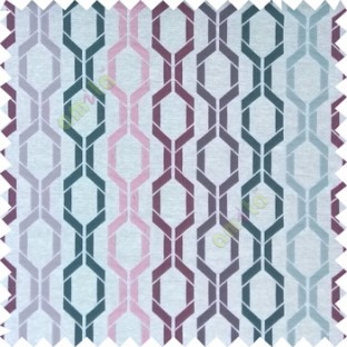 Purple blue cream pink color contemporary patterns digital vertical ogee design texture background finished polyester main curtain fabric