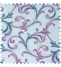 Purple blue cream color traditional swirls texture pattern texture background finished polyester main curtain fabric