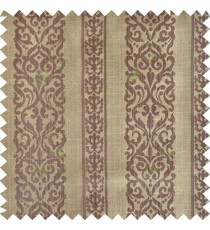 Brown yellow colour vertical traditional stripes polycotton main curtain designs