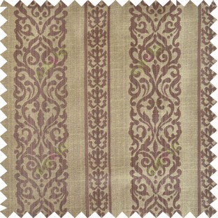 Brown yellow colour vertical traditional stripes polycotton main curtain designs