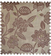 Brown yellow colour natural floral design polycotton main curtain designs