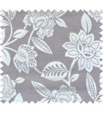 Grey beige brown colour natural floral design polycotton main curtain designs