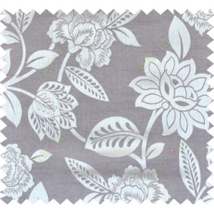 Grey beige brown colour natural floral design polycotton main curtain designs