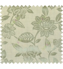 Green yellow beige colour natural floral design polycotton main curtain designs