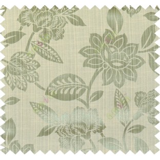 Green yellow beige colour natural floral design polycotton main curtain designs