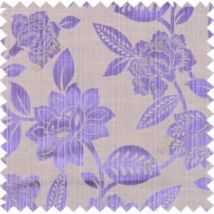 Purple beige black colour natural floral design polycotton main curtain designs
