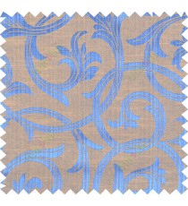 Blue yellow brown colour elegant traditional design polycotton main curtain designs