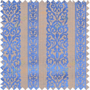 Blue yellow brown colour vertical traditional stripes polycotton main curtain designs