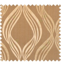 Yellow brown beige colour vertical wavy stripes polycotton main curtain designs