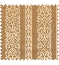 Yellow brown beige colour vertical traditional stripes polycotton main curtain designs