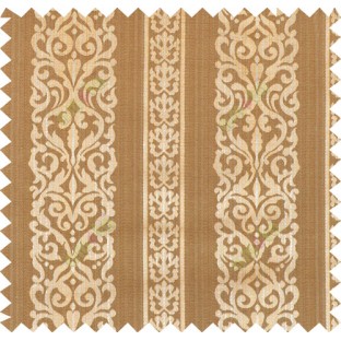 Yellow brown beige colour vertical traditional stripes polycotton main curtain designs