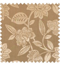 Yellow brown beige colour natural floral design polycotton main curtain designs