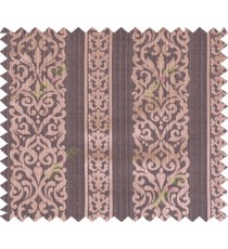 Brown black colour vertical traditional stripes polycotton main curtain designs