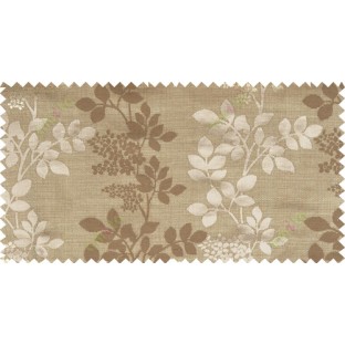 Brown grey color natural floral with thick texture fab polycotton main curtain designs