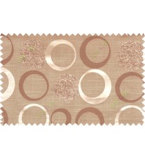 Brown grey color geometric circle pattern with texture fab  polycotton main curtain designs