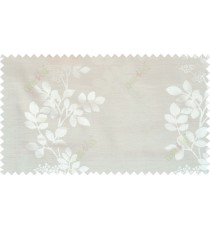 Beige white color natural floral with thick texture fab polycotton main curtain designs