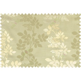 Green brown grey color natural floral with thick texture fab polycotton main curtain designs