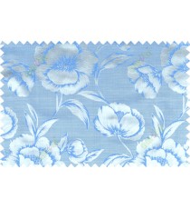 Blue grey color beautiful natural rose flower pattern polycotton main curtain designs