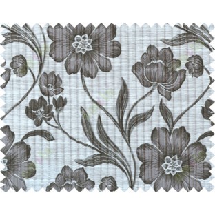 Black white grey colour natural floral design polycotton main curtain designs