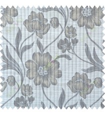 Brown beige grey colour natural floral design polycotton main curtain designs