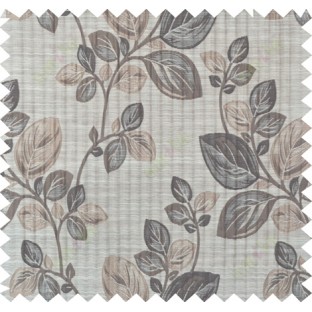 Brown beige beautiful floral design polycotton main curtain designs