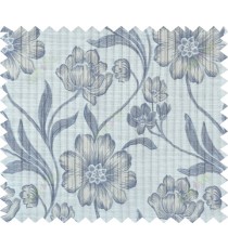 Blue beige copper colour natural floral design polycotton main curtain designs