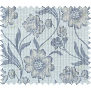 Blue beige copper colour natural floral design polycotton main curtain designs