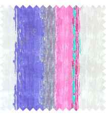Blue pink blue beige color vertical colorful stripes textured straight colour painted watercolor print on pure cotton background curtain fabric