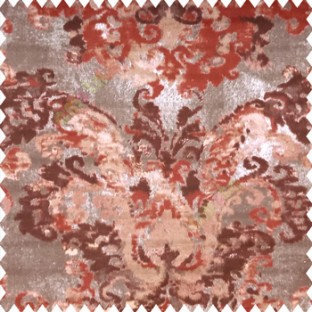 Maroon brown grey color traditional designs texture finished surface decorative patterns polyester base sofa fabric