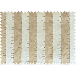 Beige brown colour vertical stripes with soft and thick poly sofa fabric - 113008