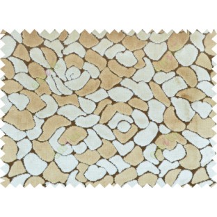 Beige brown color floral design poly sofa fabric - 113009