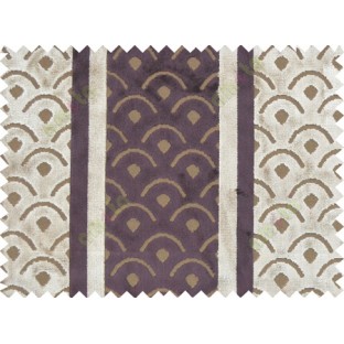 Chocolate brown colour geometric with stripes poly sofa fabric - 113014