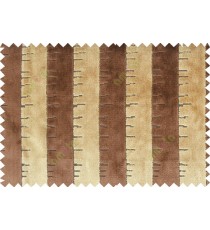 Gold brown colour vertical stripes with soft and thick poly sofa fabric - 113017