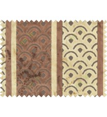 Gold brown colour geometric with stripes poly sofa fabric - 113019