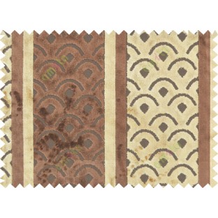 Gold brown colour geometric with stripes poly sofa fabric - 113019