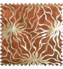 Brown gold abstract design velvet finish nylon curtain fabric