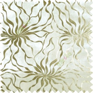 Ivory gold abstract design velvet finish nylon curtain fabric