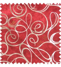 Red rich gold abstract design velvet finish nylon curtain fabric
