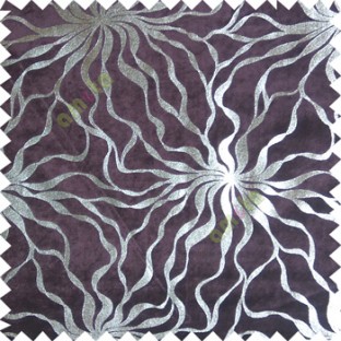 Purple silver abstract design velvet finish nylon curtain fabric
