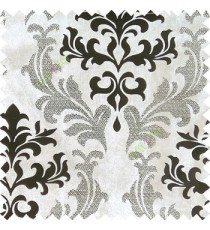 Ivory black damask design velvet finish nylon curtain fabric