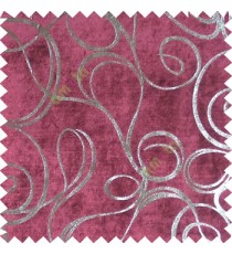 Pink silver abstract design velvet finish nylon curtain fabric