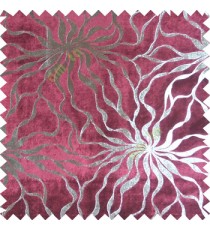 Pink silver  abstract design velvet finish nylon curtain fabric
