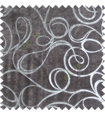 Grey silver  abstract design velvet finish nylon curtain fabric