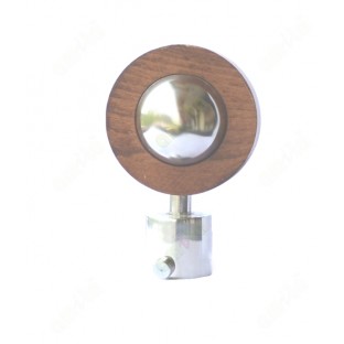 Yellow brown brown wooden finish with shiny metal round shape ss finial