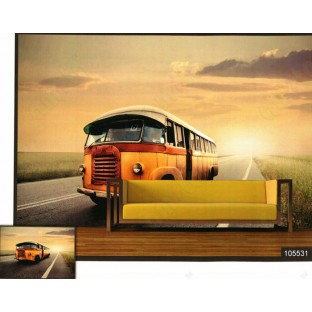 3d luxury old british bus wall mural