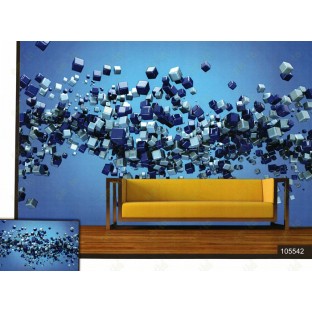 3d flying blue and silver colour square balls wall mural