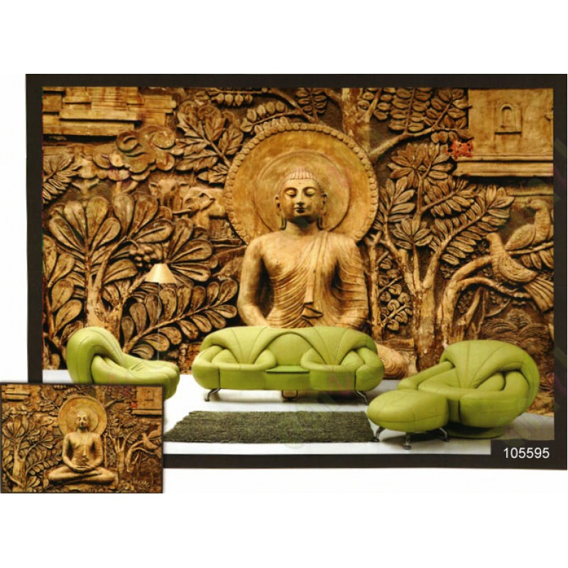 3d golden meditation buddha wall mural